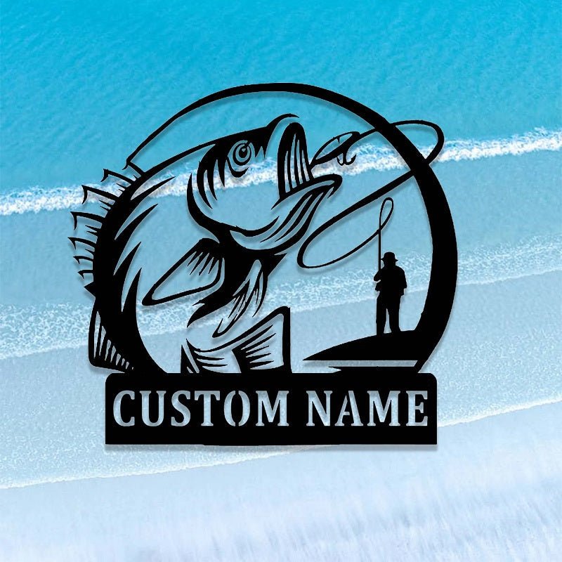 Customized Fishing Fisherman Catching Fish Metal LED Sign Personalized Outdoor Cabin Wall Art Gift 59506944 - DiyGiftly