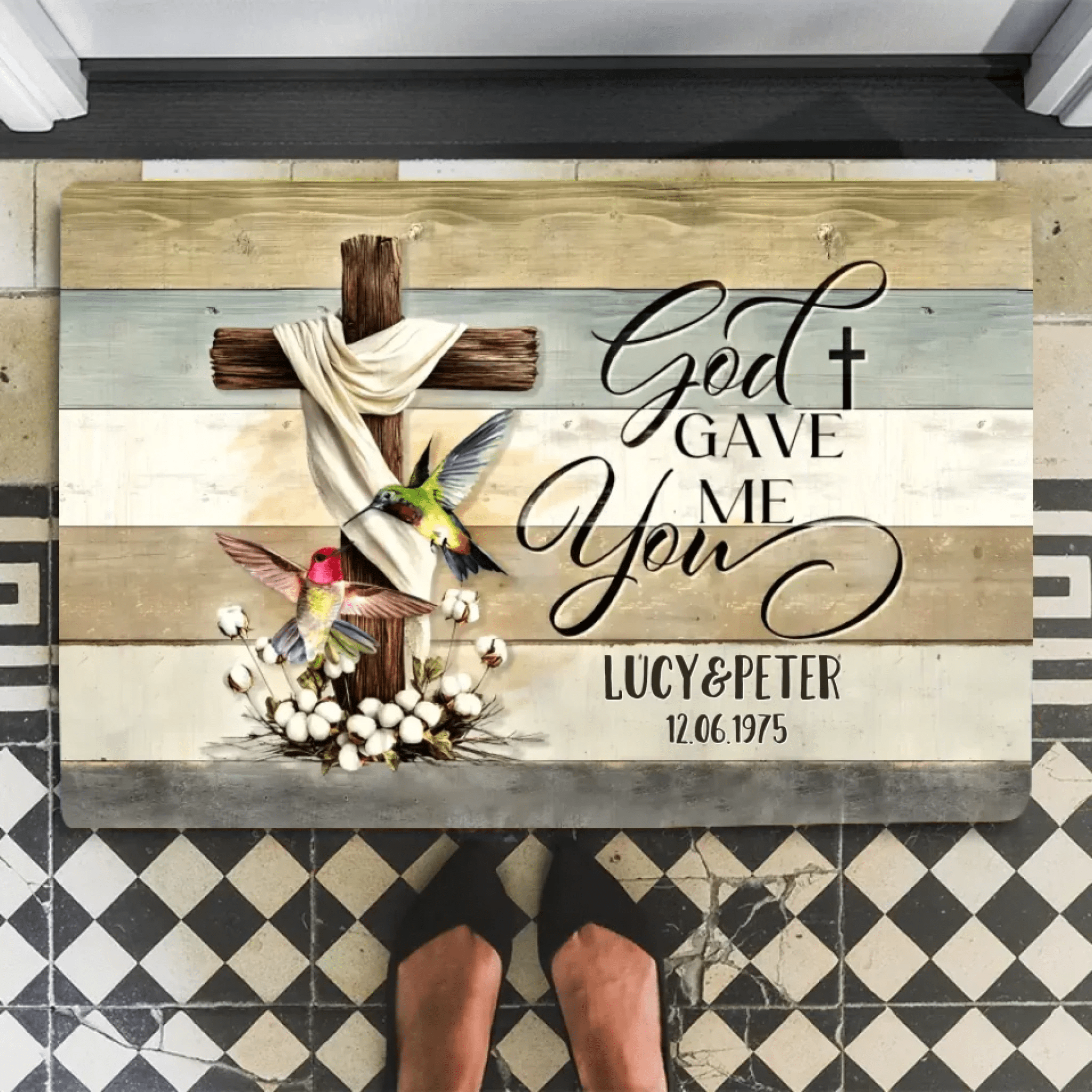 Customized Gift For Couple Wedding Anniversary Doormat 712248 - D - DiyGiftly