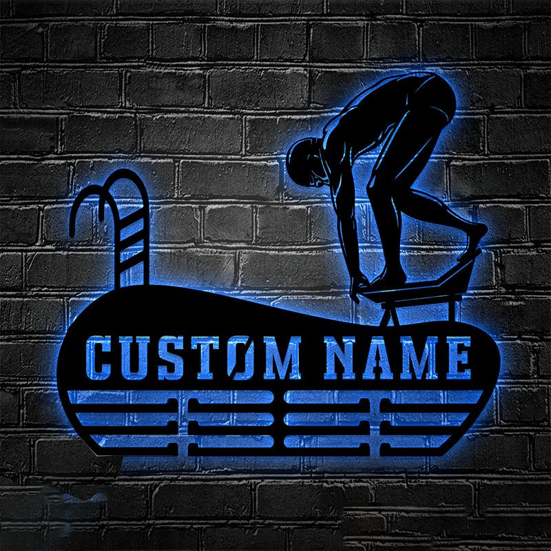 Customized Metal Swimming Medal Holder – Personalized Wall Display for Swimmers, Swim Teams, and Water Sports Enthusiasts 05506304 - DiyGiftly