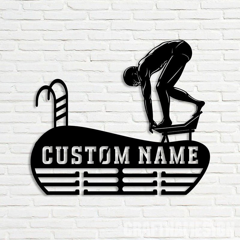 Customized Metal Swimming Medal Holder – Personalized Wall Display for Swimmers, Swim Teams, and Water Sports Enthusiasts 05506304 - DiyGiftly