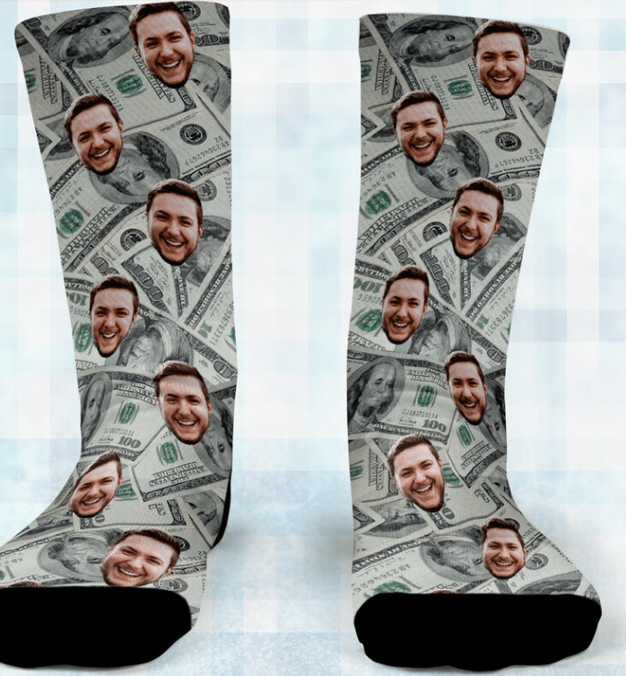 Customized Person Socks, Custom Face Socks - Money Socks - Put your Face on socks, back to school gift, 100 dollar bill,Father's Day Gift 709056 - DiyGiftly