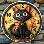 Cute Black Cat - Personalized Black Cat Wall Clock 735471 - DiyGiftly