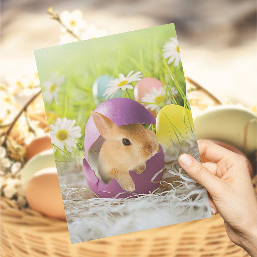 Cute Bunny Hatching from Egg – Happy Easter Greeting Card - DiyGiftly