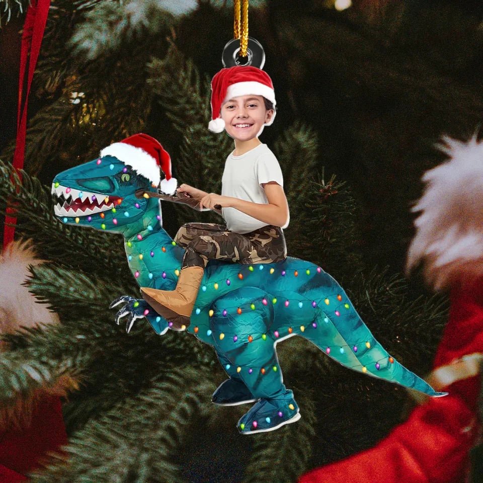 Cute Kid Xmas Dinosaur Unicorn Flamingo Alien - Personalized Kids Photo Ornament 683160 - DiyGiftly