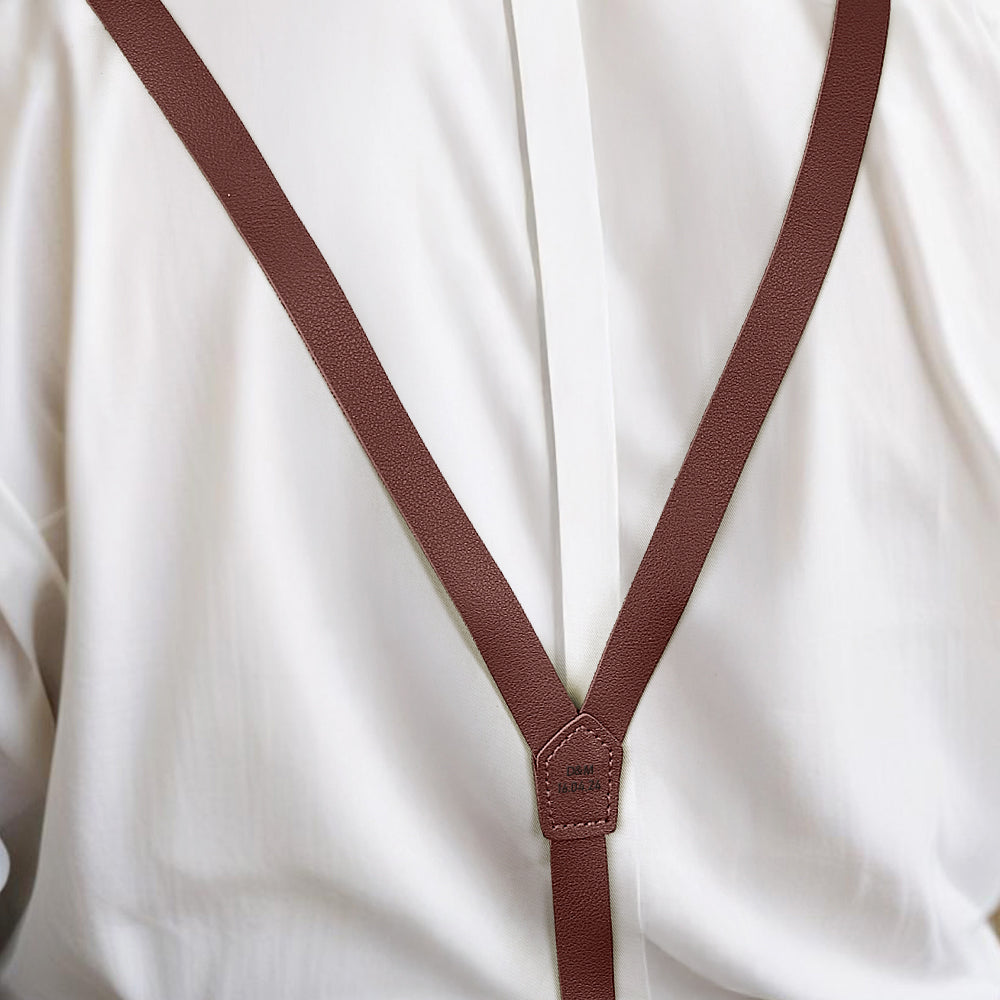 Personalized Men's PU Suspenders with Engraved Name Gift for Men Groomsmen Accessory