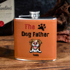 Personalized PU Leather Flask Stainless Steel 6oz Whiskey Flask Gift for Pet Lover