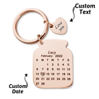 Personalised Anniversary Date Calendar Keychain With Text
