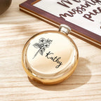 Personalized Name Flask with Birth Flower Custom Flask Gift for Bridesmaid Bachelorette Friends