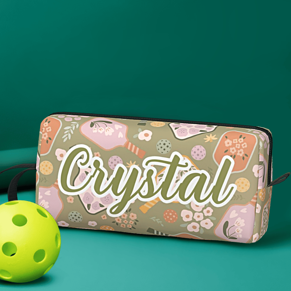 Personalized Pickleball Ball Pouch with Name Retro Flower Pouch Gift for Sports Lover