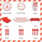 Christmas Disposable Tableware Set 114pcs Xmas Dinnerware Christmas Party Supplies