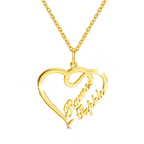 Custom Overlapping Heart Two Names Necklace 925 Sterling Silver