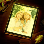 Personalized Mirror Night Light Custom Photo Gibli Style Couple Gifts