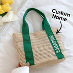 Personalized Beach Straw Bags Custom Tote Bag Bridal Shower Bag Wedding Gift for Bridesmaid Bride