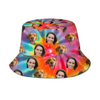 Custom Face Bucket Hat Tie Dye Prints Outdoor Cap Unisex