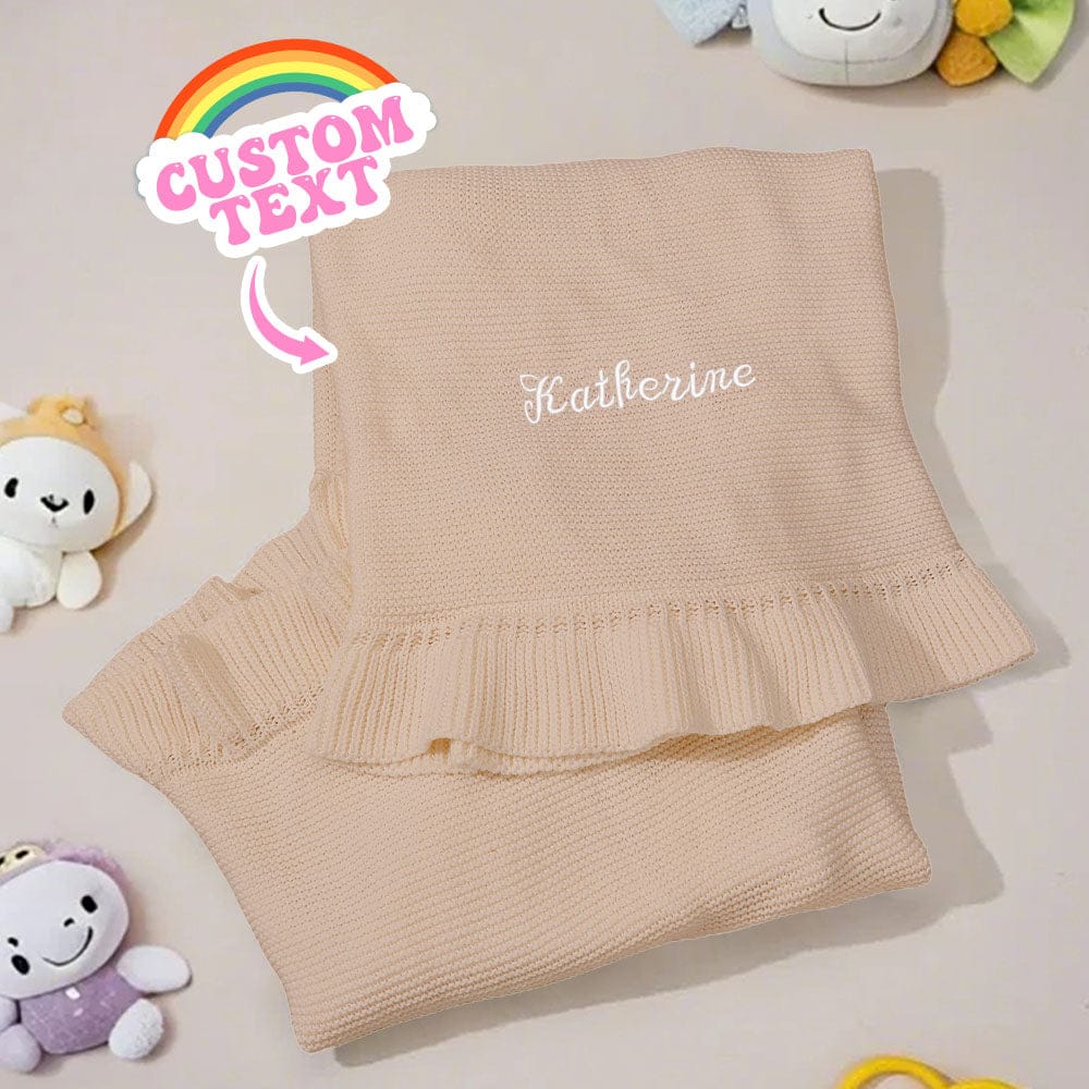 Personalized Baby Knitted Blanket Custom Baby Blanket with Embroidered Name Gift for Baby