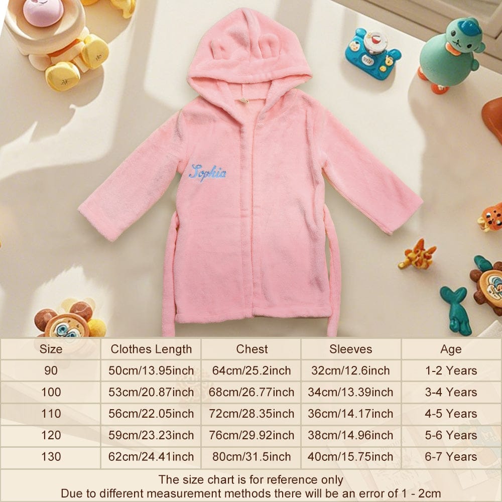 Personalized Baby Sleepwear with Embroidery Name Bear Ears Dressing Gown Gift for Kid
