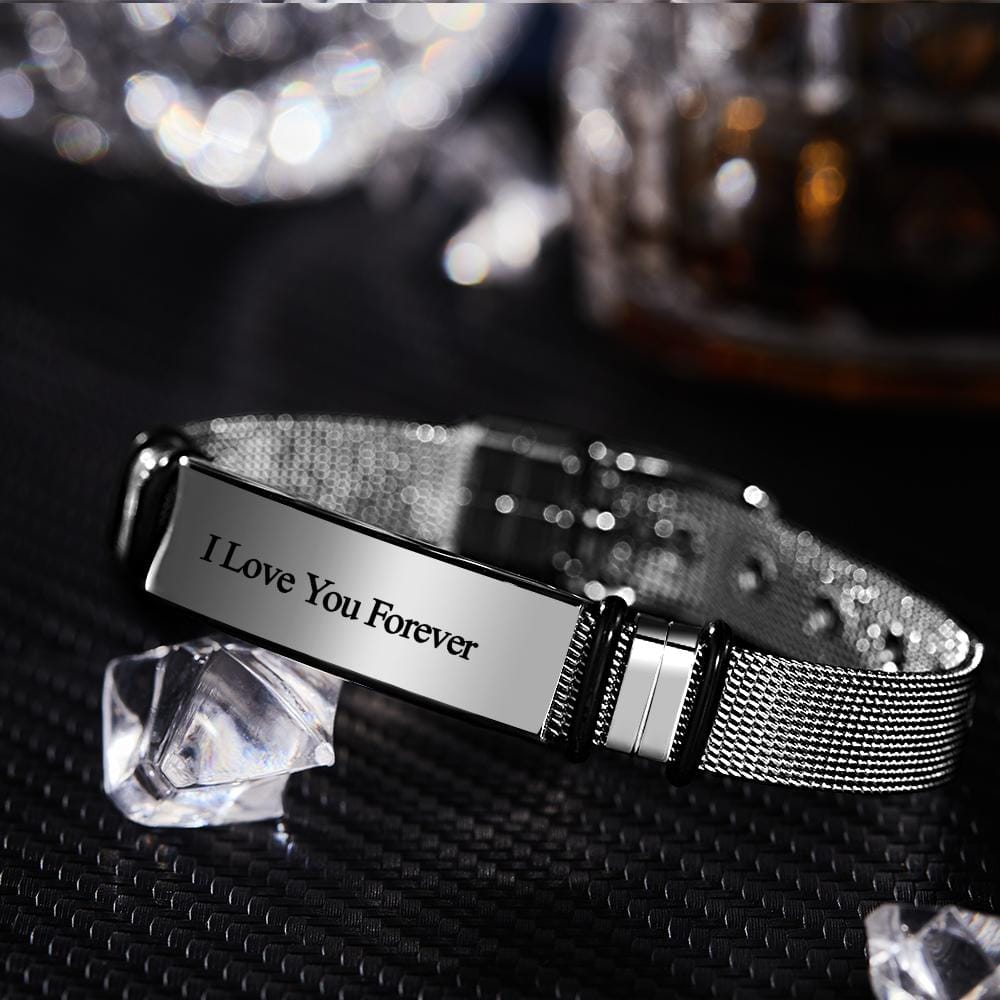 Personalized Engraved Text Black Bracelet