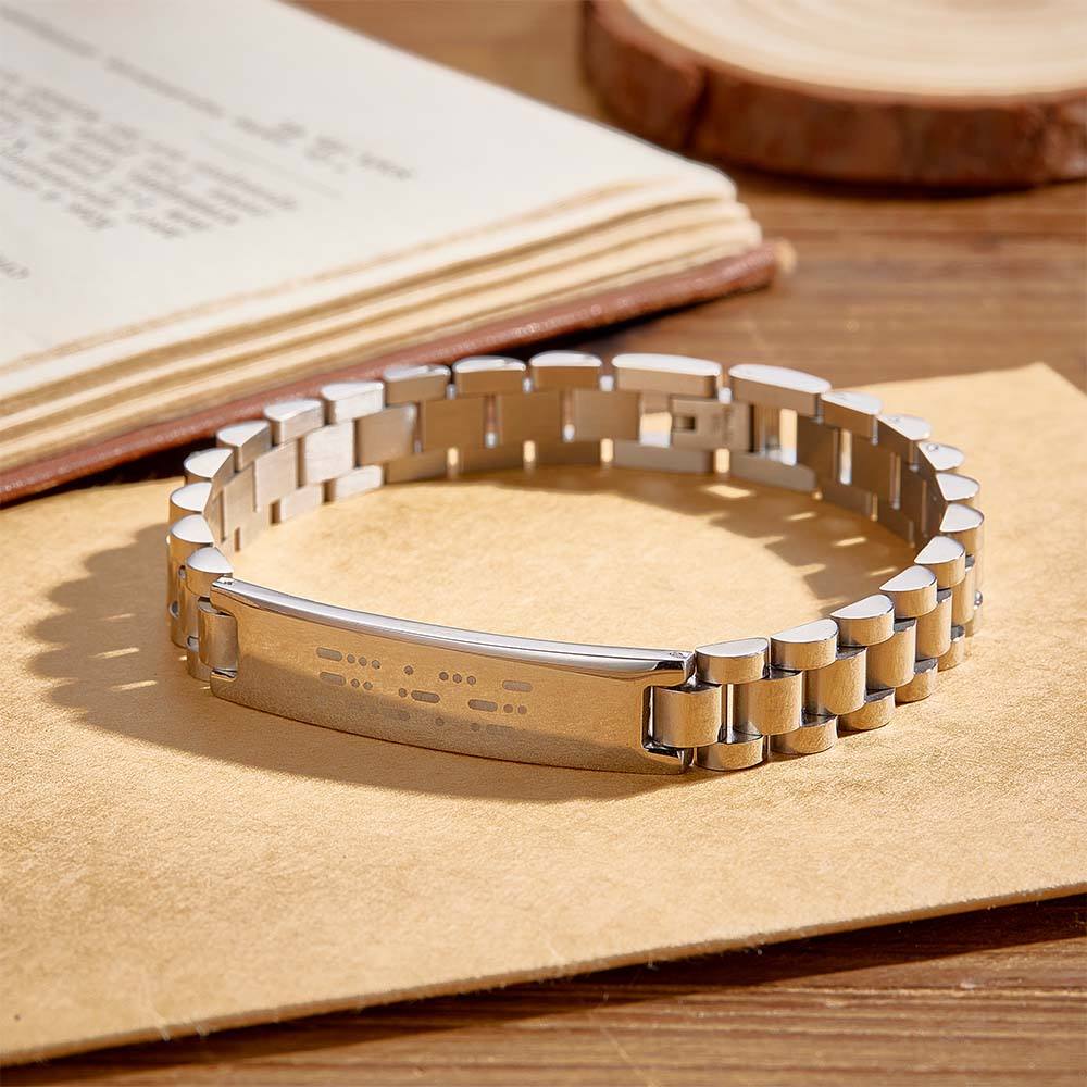 Personalized Engraved Morse Code Men Bracelet Birthday Anniversary Gift for Him