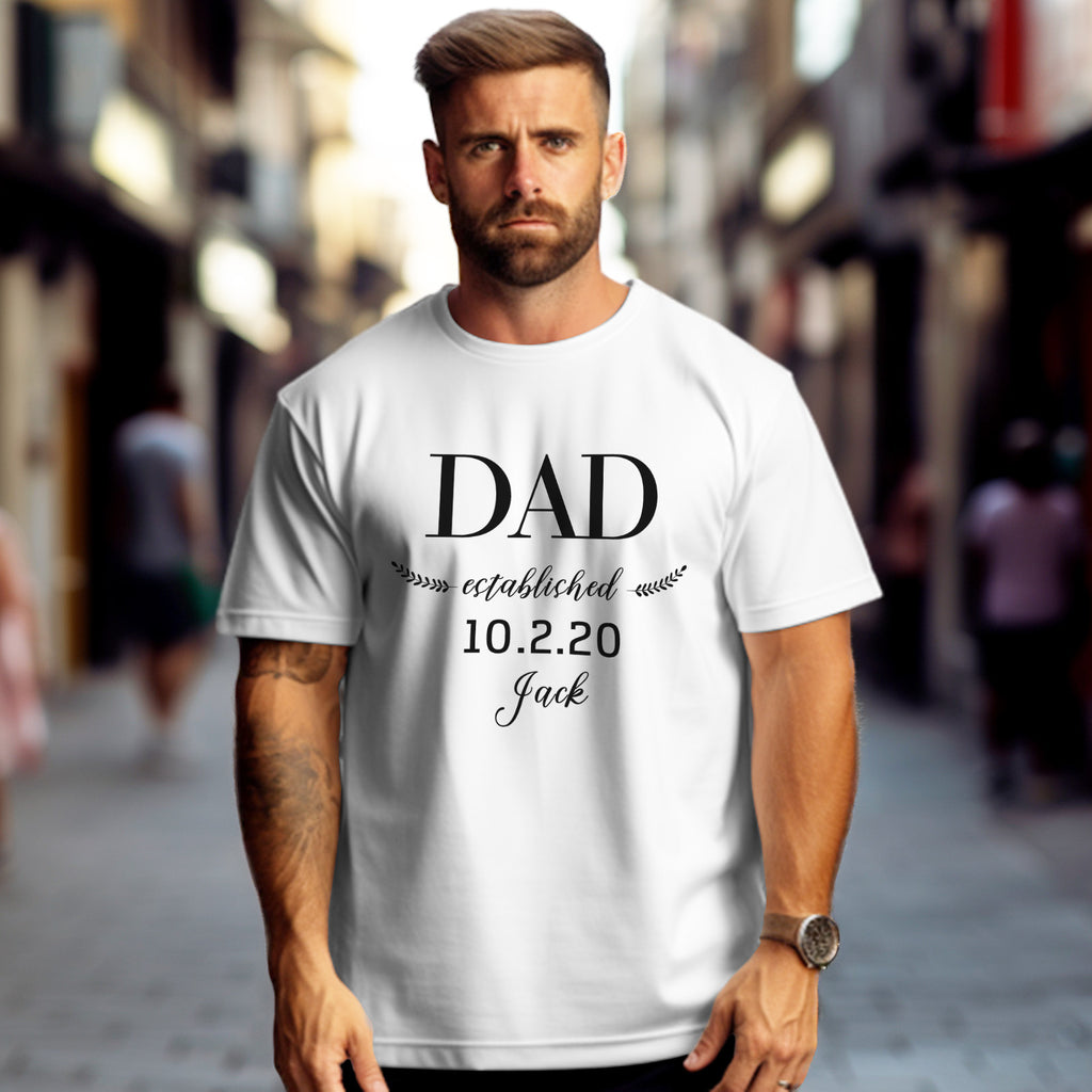 daddy established t shirt father s day birthday gift for dad grandpa t shirt for dad personalized gift