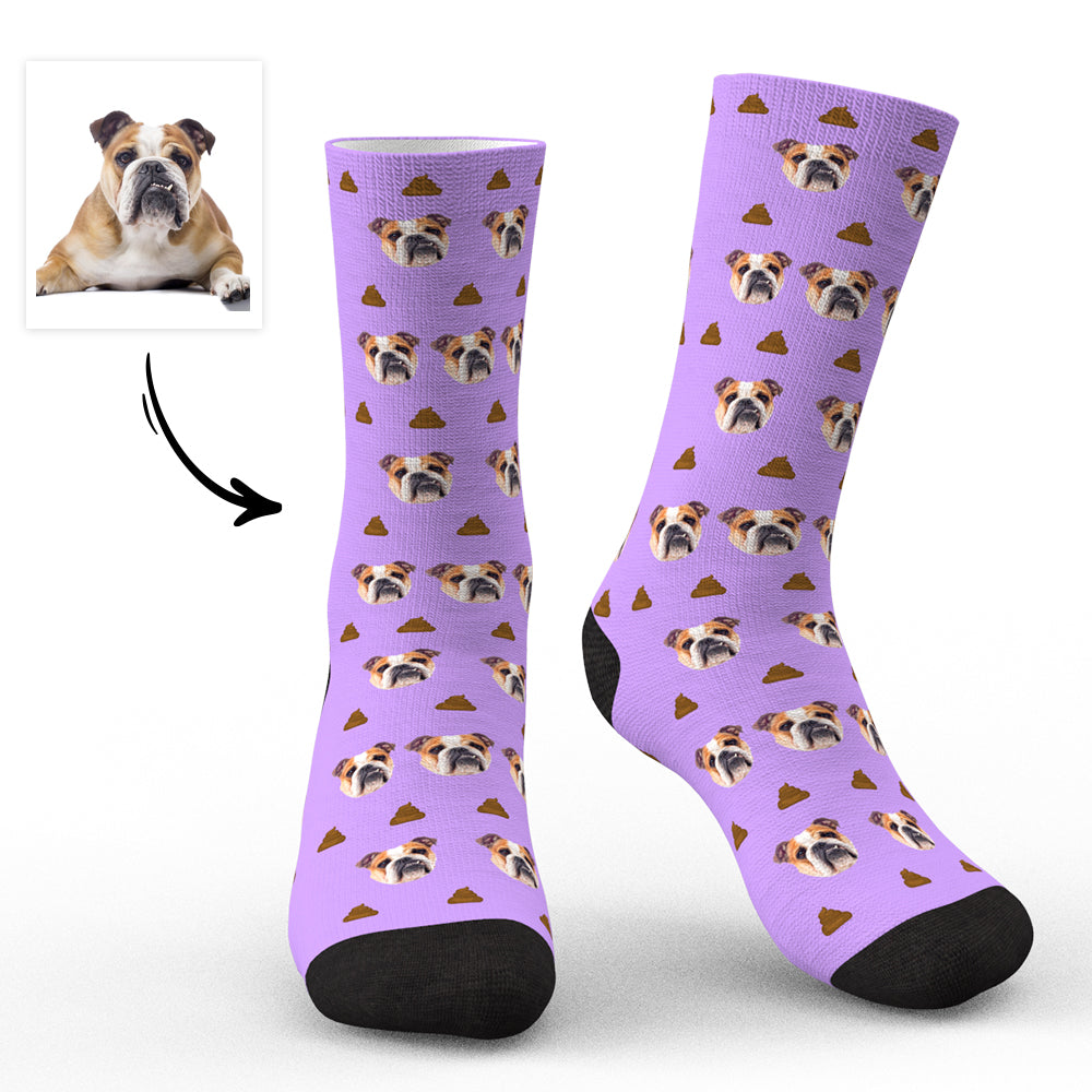 Socks for Pet Lover Gifting Personalized Pet Portrait Smoky Blue