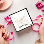 Interlocking Circle Necklace with Custom Age Message Card for Birthday Gift