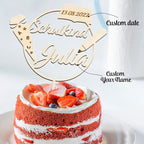 Custom Name Cake Topper Personalized Wooden School Cone Cake Decoration