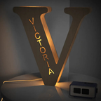 Personalised Wooden Letter Lamp Custom Name Alphabet Night Lights 19CM