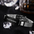 Personalized Engraved Text Black Bracelet