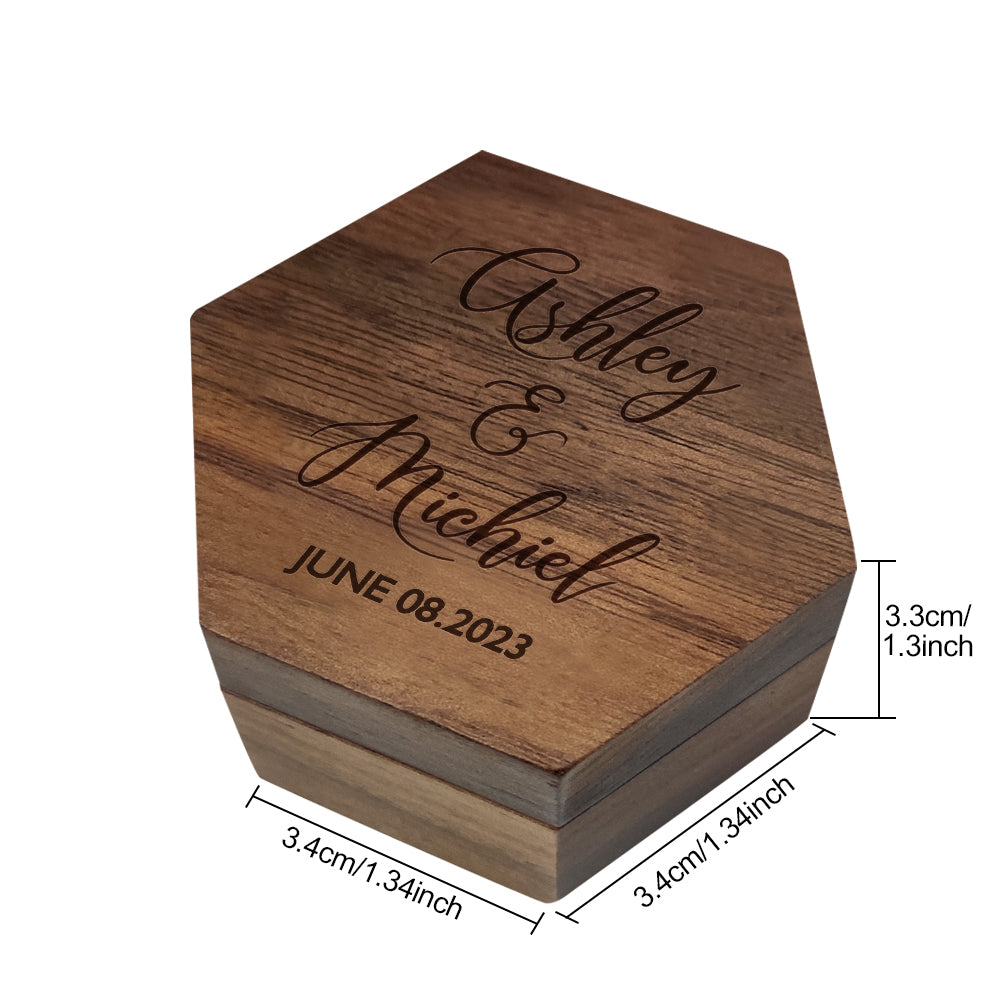 custom six styles customized hexagon wooden jewelry box wedding detail view