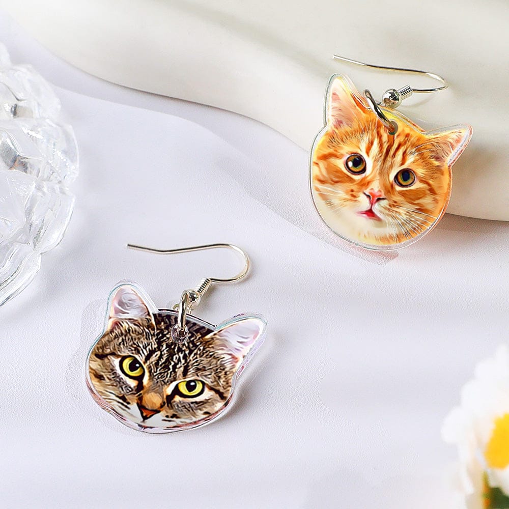 Personalized Dog Cat Portrait Earring Jewelry Birthday Gift for Pet Lovers