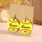 Personalized Baseball Softball Wooden Earrings Birthday Anniversary Gift for Sports Lover