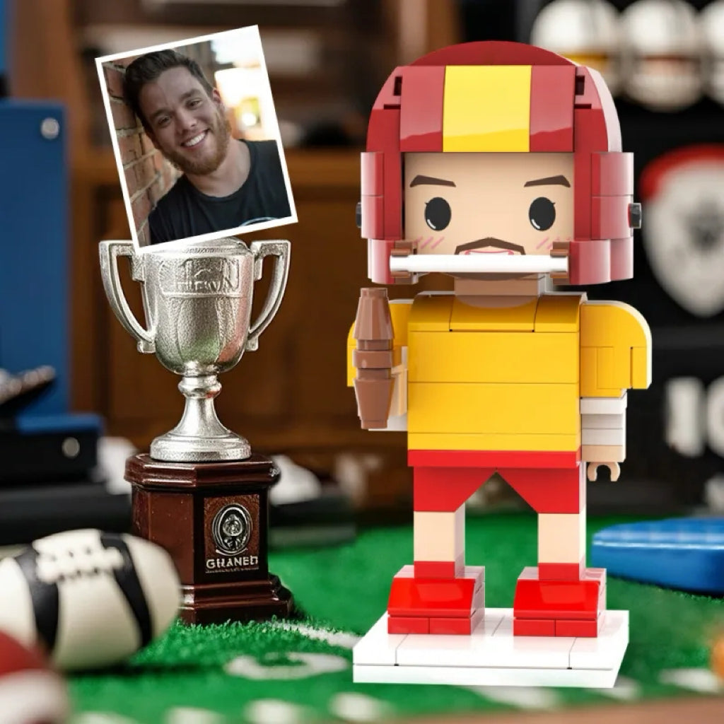 Custom Head 1 Person Cute Football Palyer Brick Figure Anniversary Gift Birthday Gift for Him