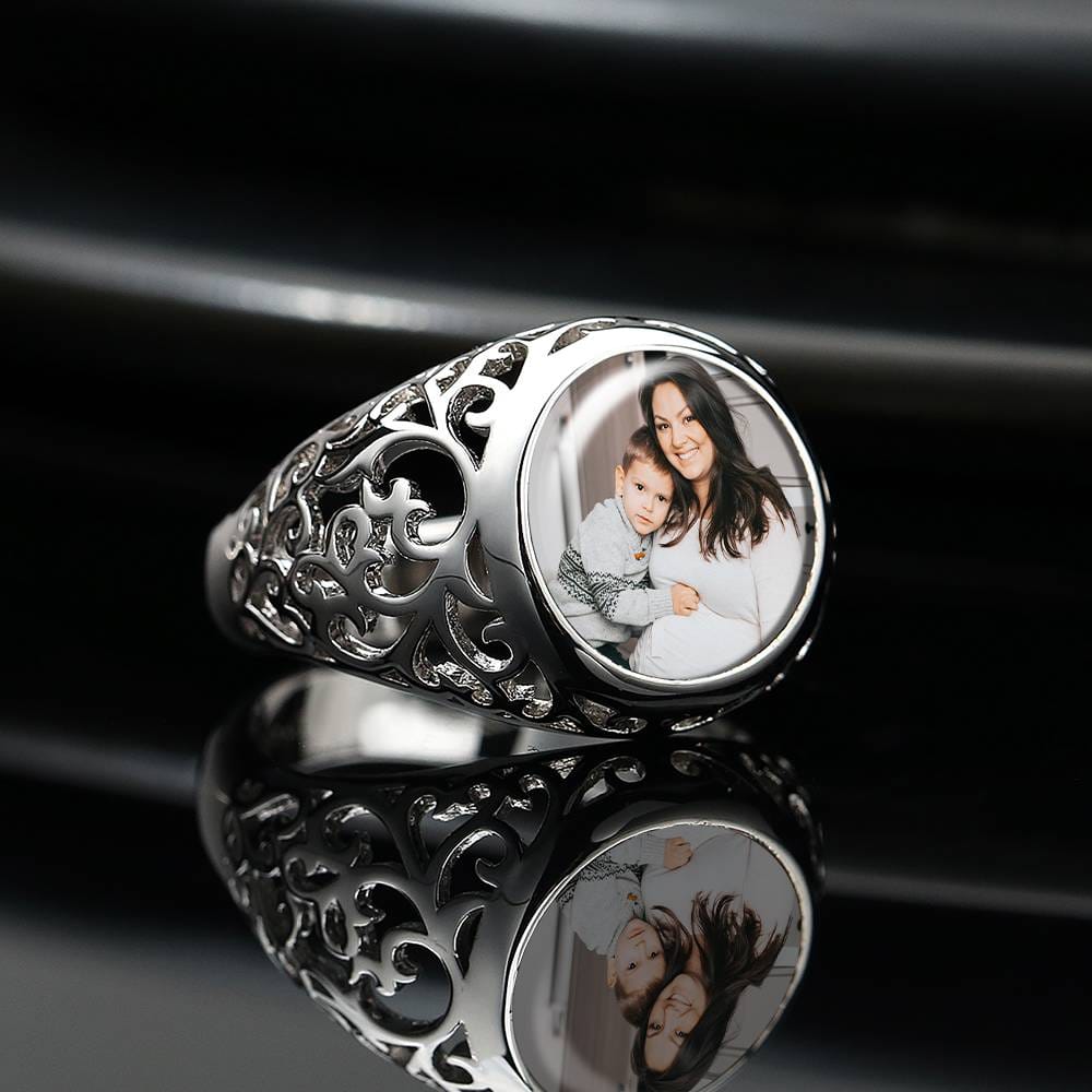 Round Women Rings Custom Photo Ring Mother's Day Gifts