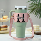 Personalized Name Water Bottle Carrier Bag with Adjustable Strap for 40oz Stanley Tumbler Birthday Gift for Her
