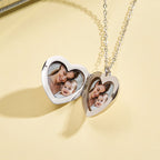 Personalized Photo Necklace Heart Embossed Cubic Locket Necklace Gift for Mom
