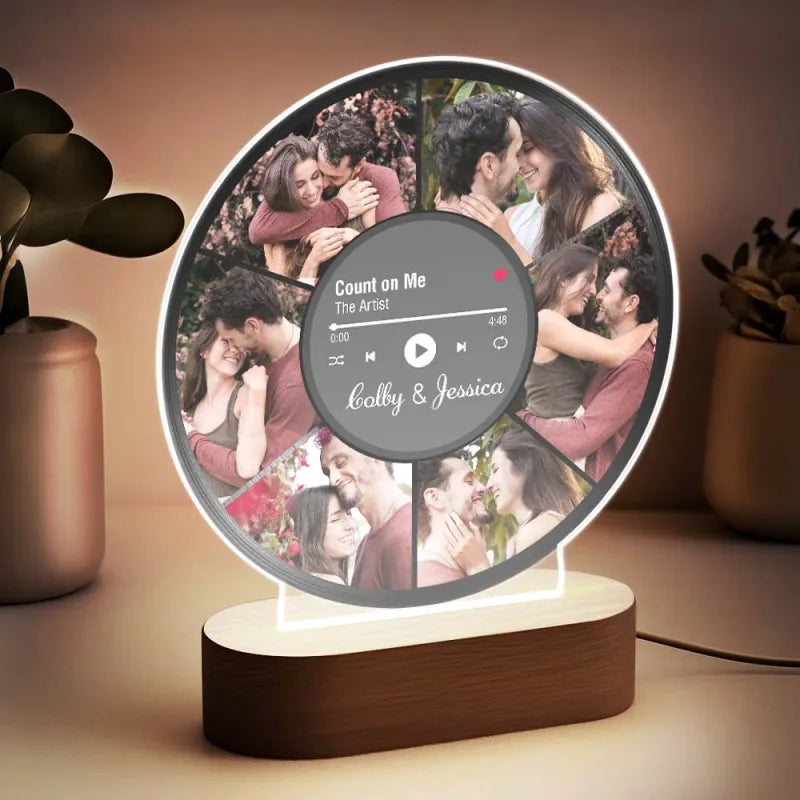 custom couple photos record night light photo collage led detail view