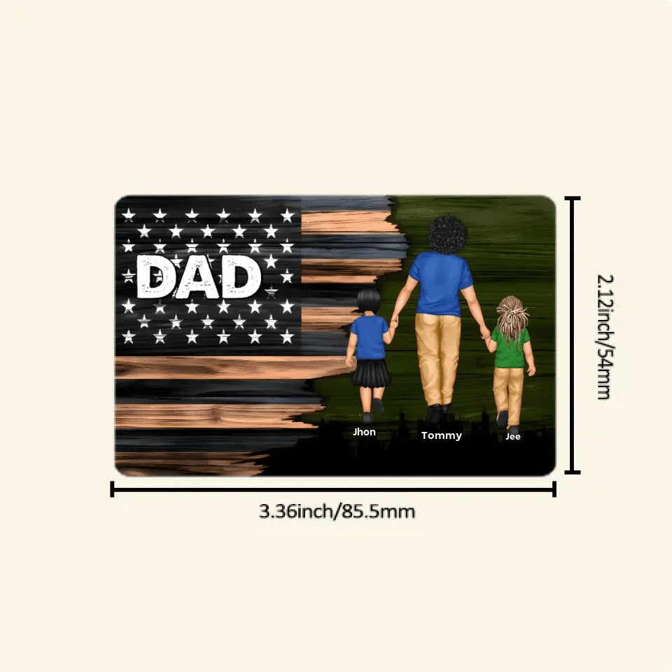 Dad Grandpa Papa Walking With Kids Half Nation Flag Personalized Horizontal Wallet Card , Gift For Dad, For Grandpa, For Husband 708346 - Q - DiyGiftly
