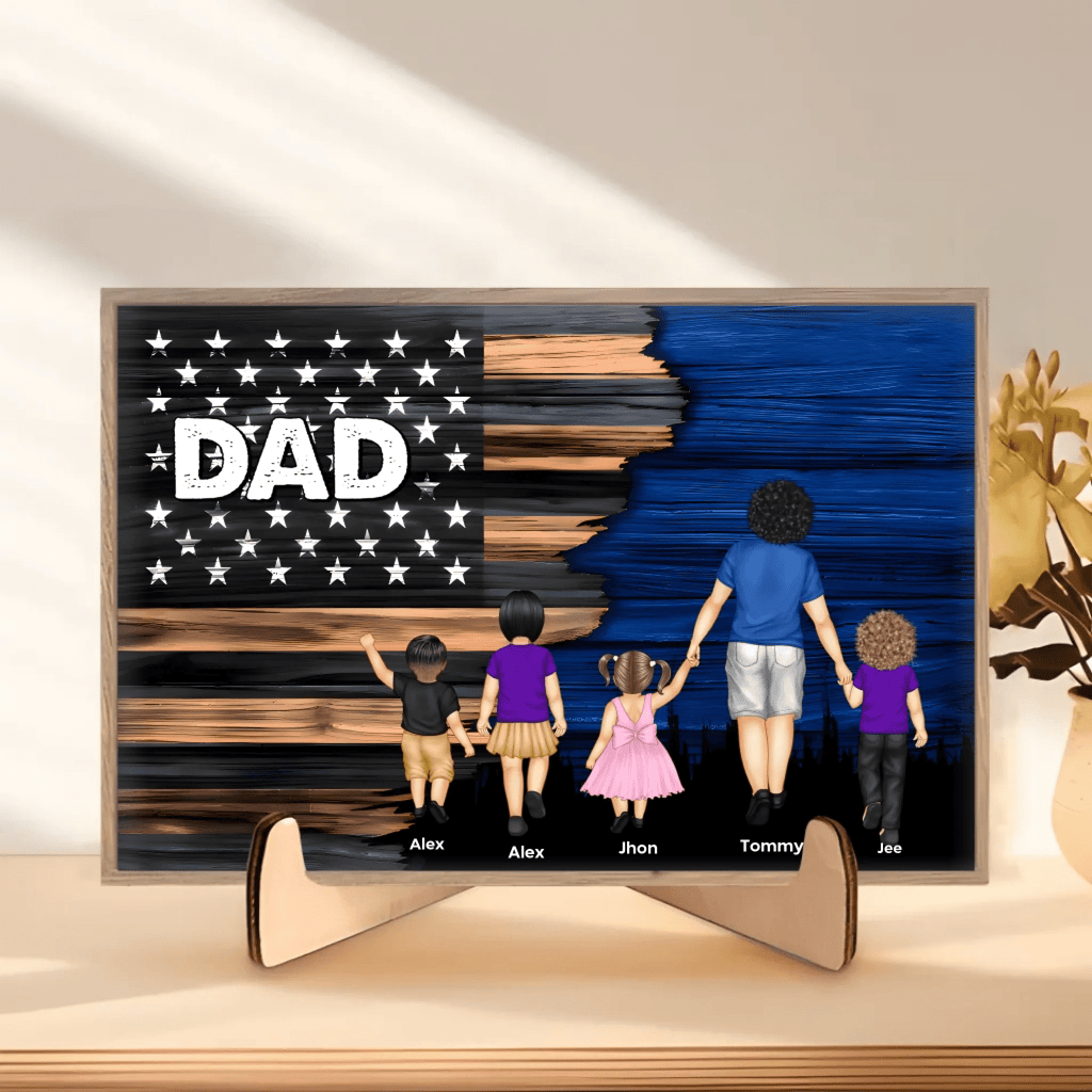 dad grandpa papa walking with kids half nation flag personalized custom gift for dad personalized gift