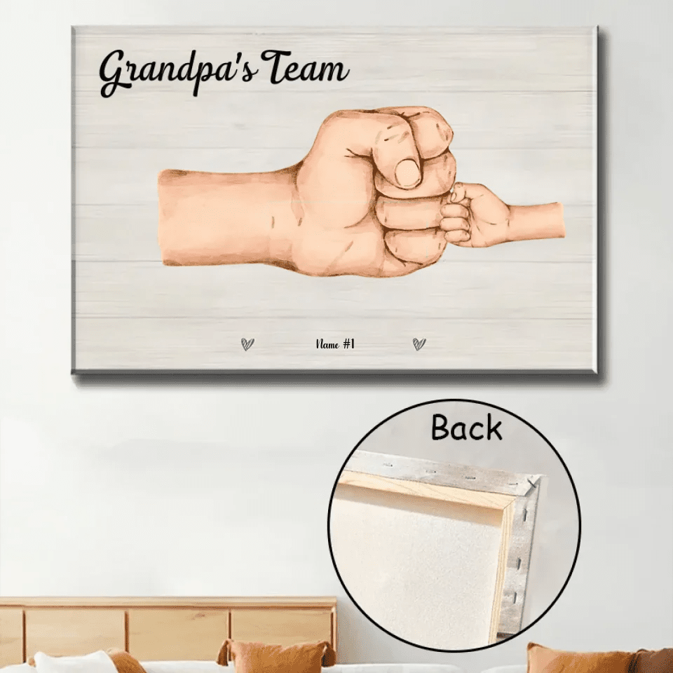 personalized dad and kids names poster canvas wall art Together Were a Team heartfelt home display