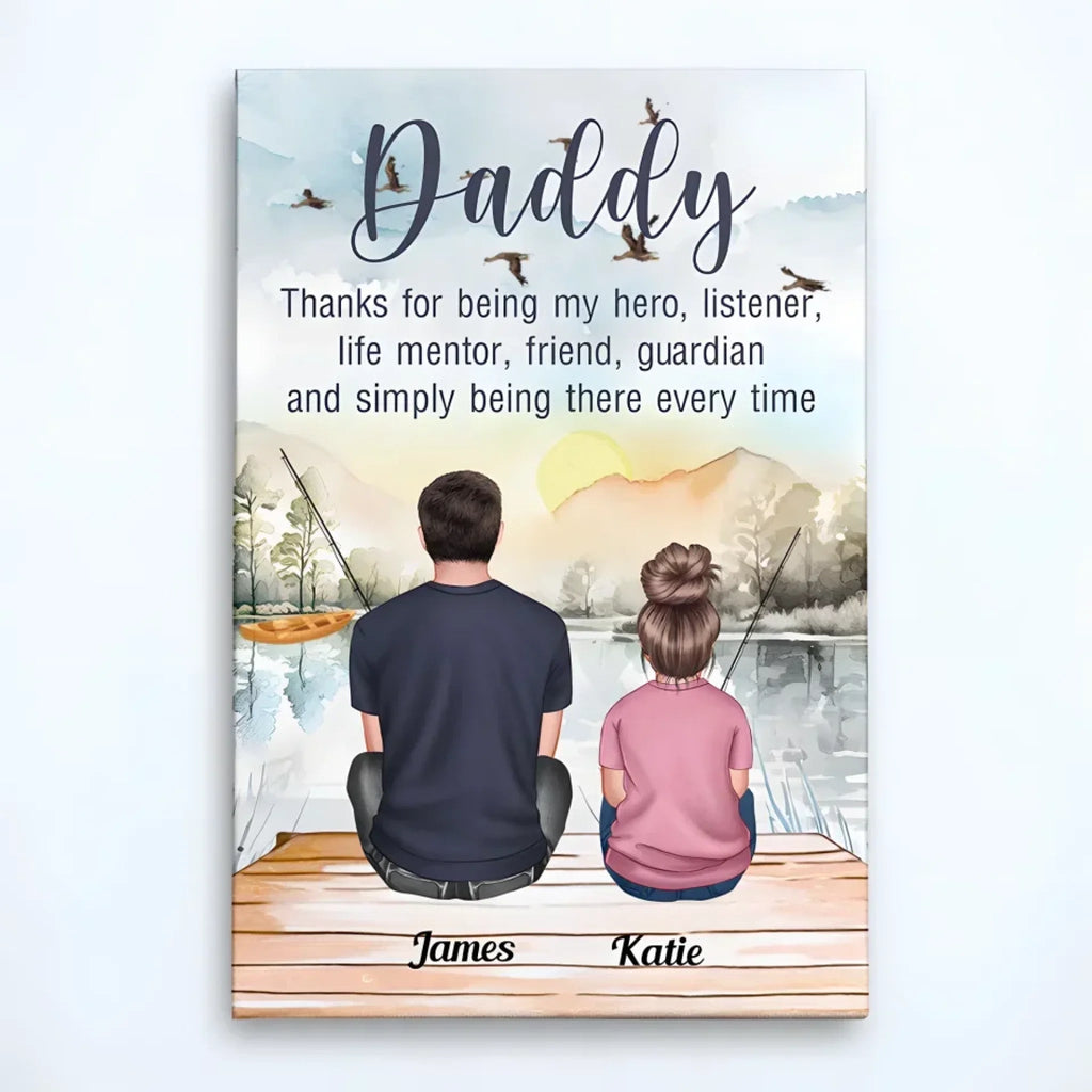 Daddy Thanks For Being My Hero, My Friend - Personalized Wrapped Canvas 713197 - 713360 - DiyGiftly