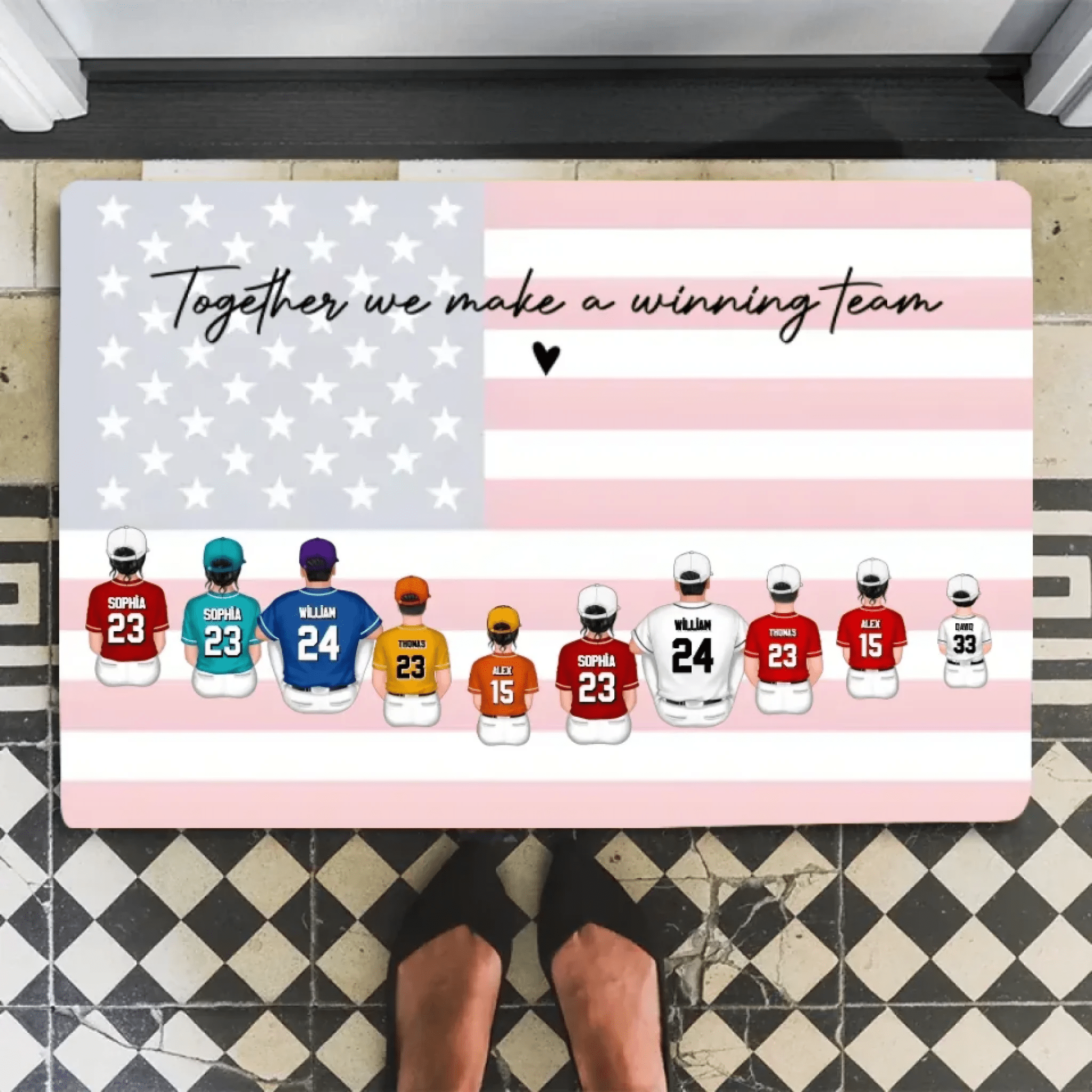 Daddy's Team Baseball Family Sitting Personalized Mat, Gift For Dad, Grandpa, Husband 708327 - D - DiyGiftly