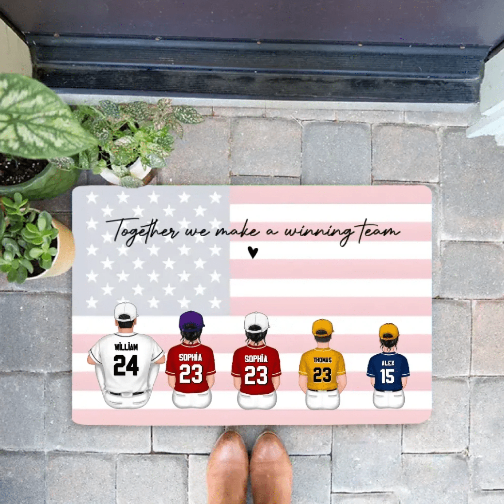 Daddy's Team Baseball Family Sitting Personalized Mat, Gift For Dad, Grandpa, Husband 708327 - D - DiyGiftly