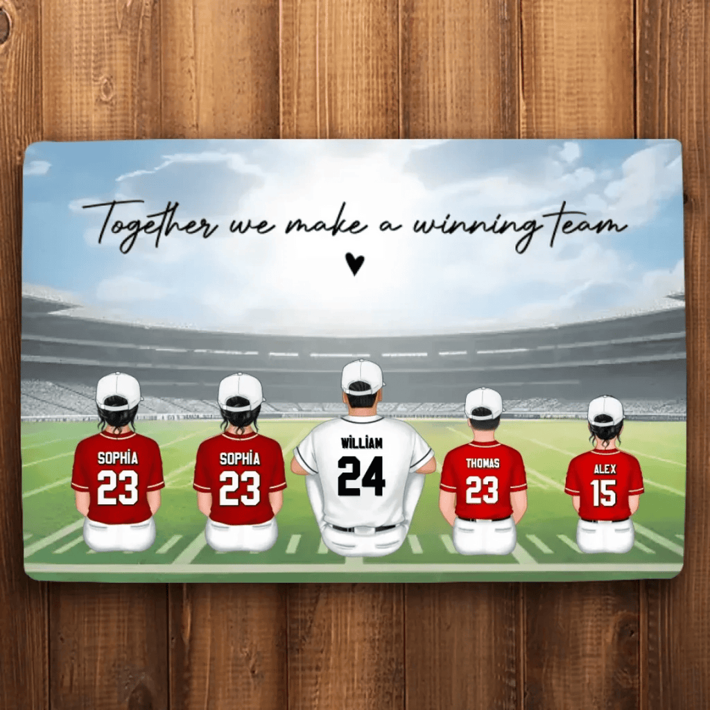Daddy's Team Baseball Family Sitting Personalized Mat, Gift For Dad, Grandpa, Husband 708327 - D - DiyGiftly