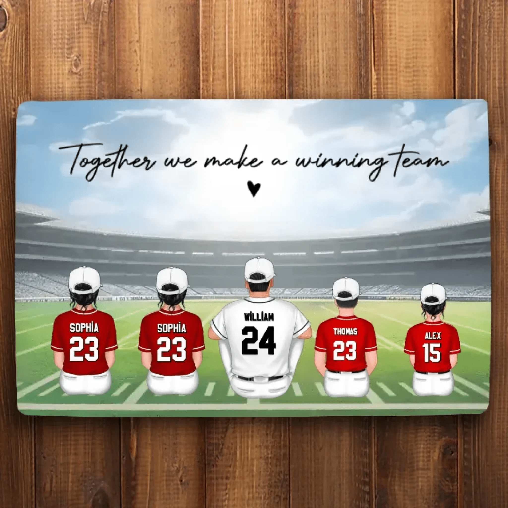 Daddy's Team Baseball Family Sitting Personalized Mat, Gift For Dad, Grandpa, Husband 708327 - D - DiyGiftly