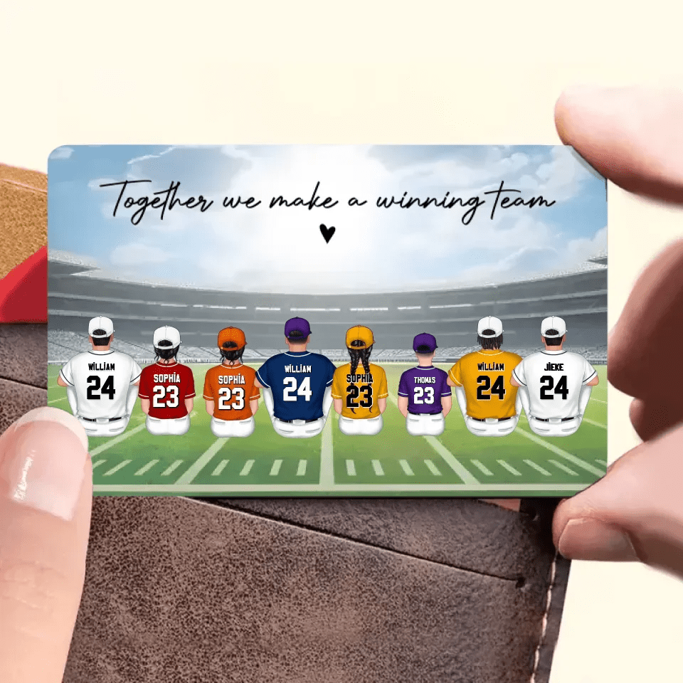 Daddy's Team Baseball Family Sitting Personalized Wallet Card , Gift For Dad, Grandpa, Husband 708327 - DiyGiftly