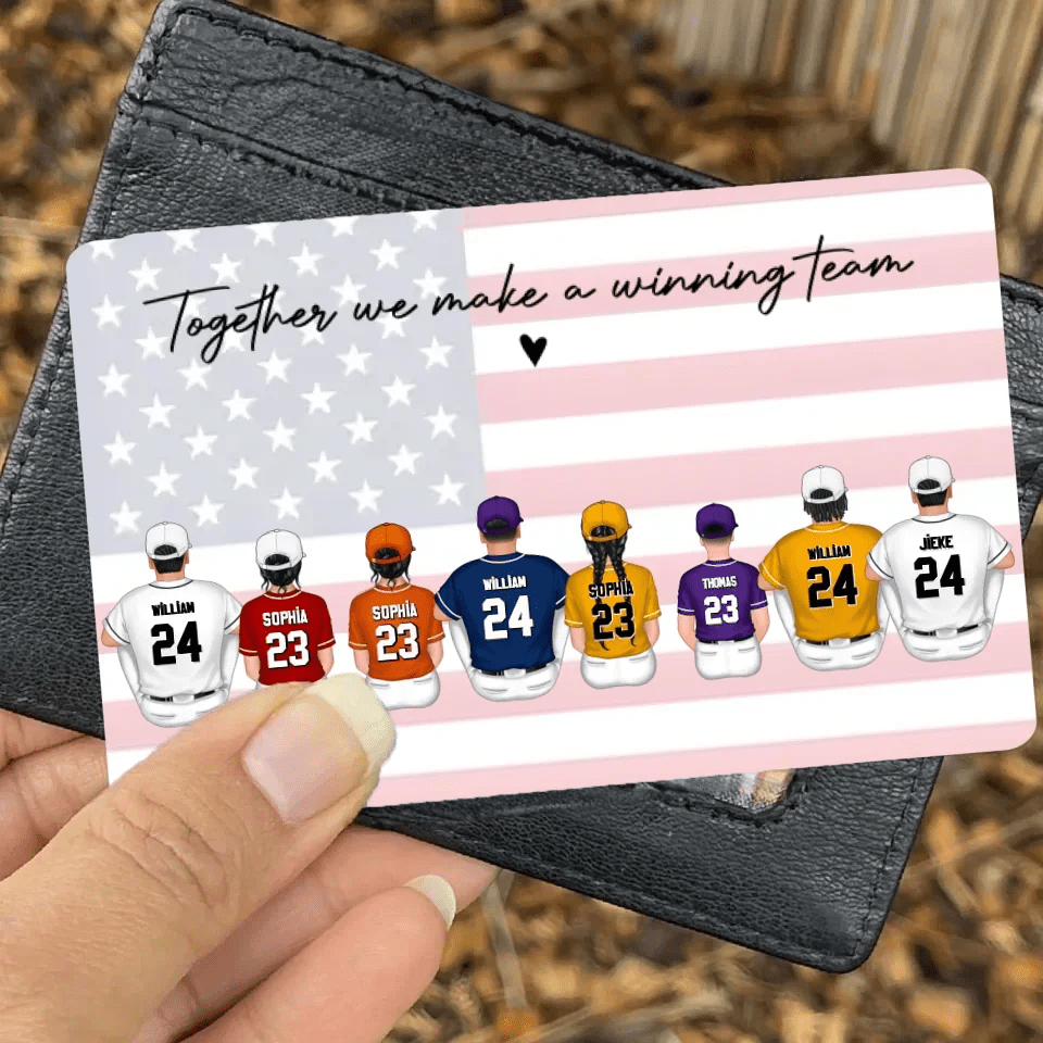 Daddy's Team Baseball Family Sitting Personalized Wallet Card , Gift For Dad, Grandpa, Husband 708327 - DiyGiftly