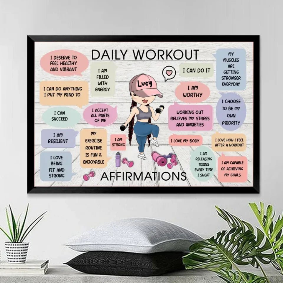 Daily Workout Affirmations - Personalized Poster/Wrapped Canvas - Birthday Gift For Fitness Lovers, Fitness Girls 714551 - 714664 - DiyGiftly