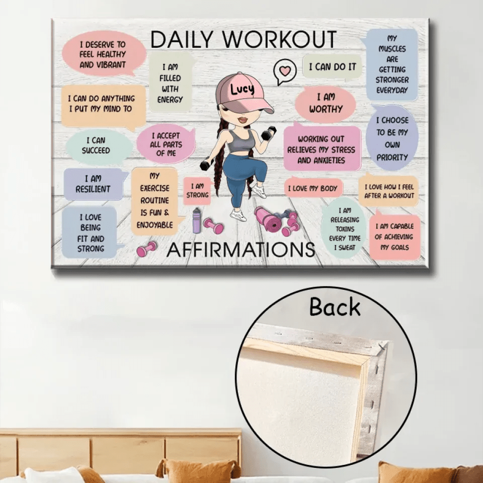 Daily Workout Affirmations - Personalized Poster/Wrapped Canvas - Birthday Gift For Fitness Lovers, Fitness Girls 714551 - 714664 - DiyGiftly