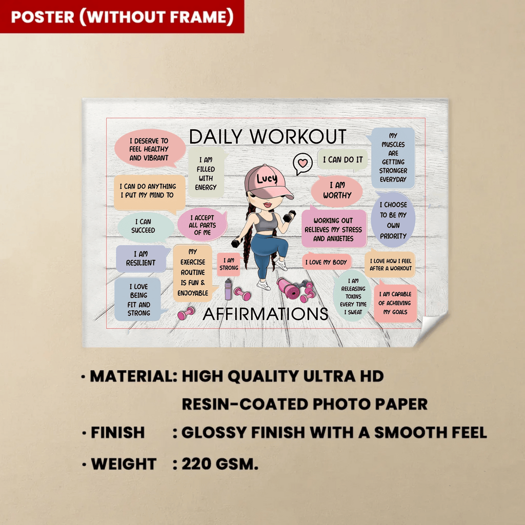 Daily Workout Affirmations - Personalized Poster/Wrapped Canvas - Birthday Gift For Fitness Lovers, Fitness Girls 714551 - 714664 - DiyGiftly