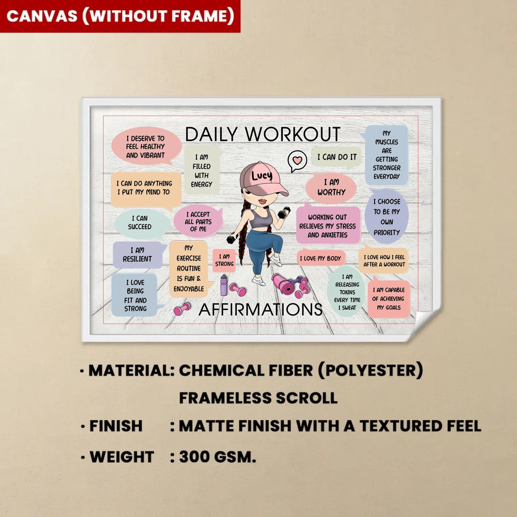 Daily Workout Affirmations - Personalized Poster/Wrapped Canvas - Birthday Gift For Fitness Lovers, Fitness Girls 714551 - 714664 - DiyGiftly